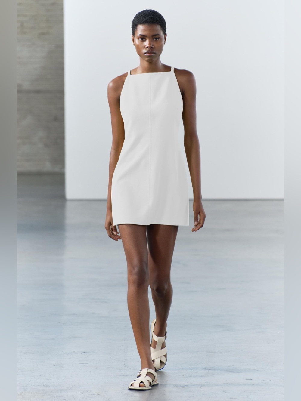 Zara Mini Halter Dress in Oyster White
